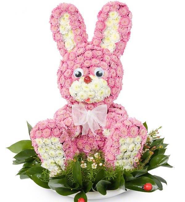 31 розовая роза   Зайчик   Конфеты